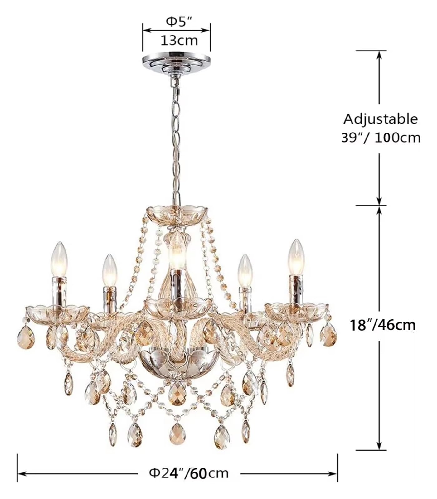 Luxury Crystal Candle Chandelier Lights for Living Dining Room Bedroom Kitchen Indoor Decorative Pendant Light,Full of Fashion