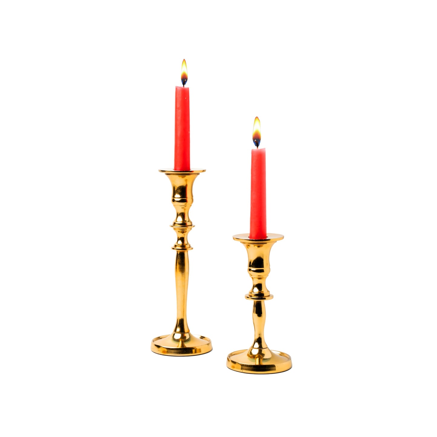 Rely+ Gold Metal Candle Holders for Taper Candlestick Set of 2 8" & 5.5" Tall Decorations for Home Table Centerpiece for Wedding, Parties, Dinners, Decorations
