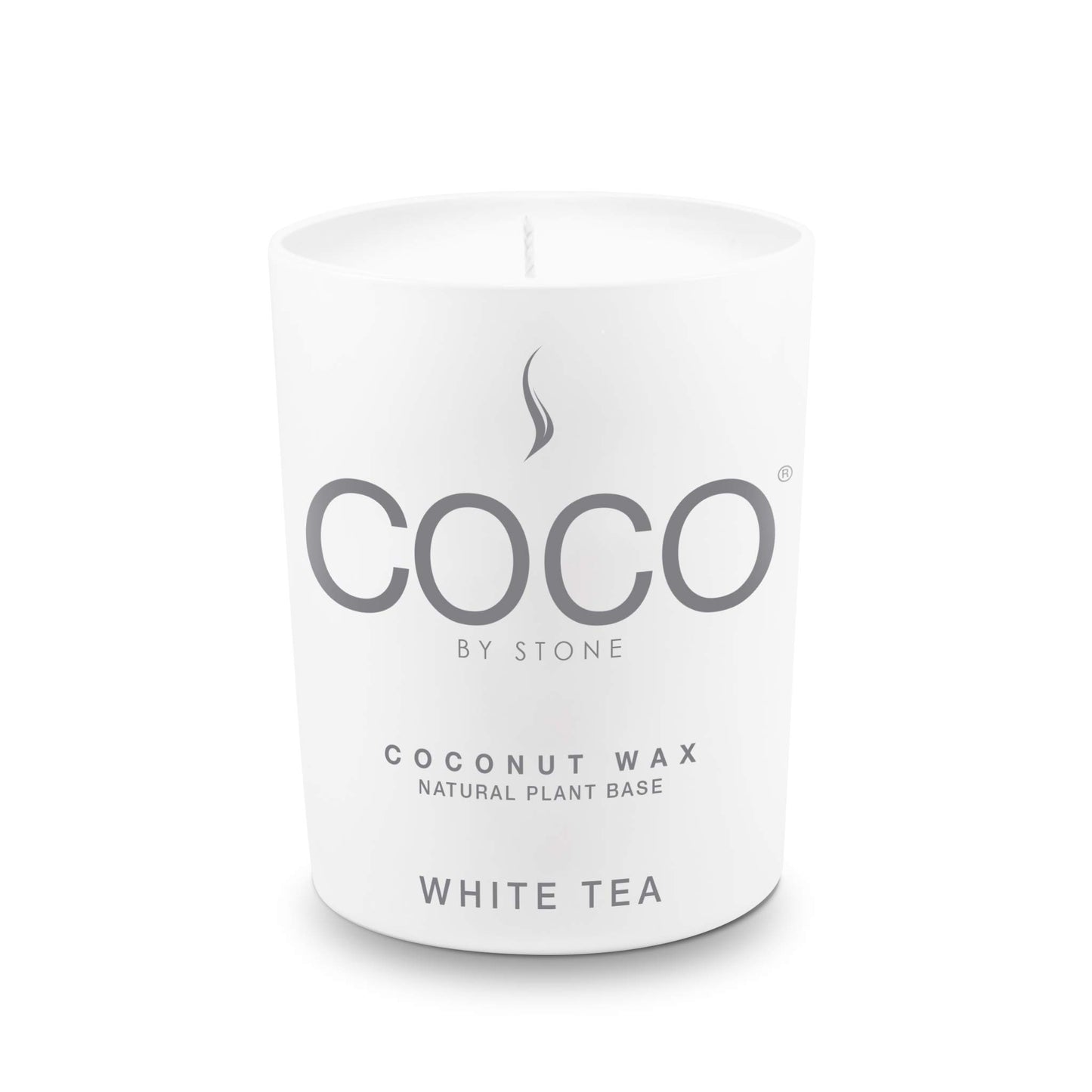COCO by Stone 6.5oz Candle, Coconut Apricot Wax Candle for Home (White Tea), Home Fragrance Product, 1-Wick Candle, Enhances Indoor Aroma, Vegan & Cruelty-Free, Clean Burning, Hand-Poured
