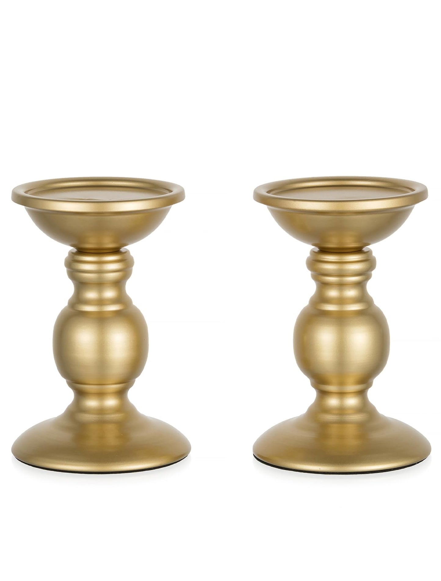 Set of 2 Gold Metal Pillar Candle Holders for 3 inches Dia Candle, Wedding Centerpieces Candlestick Holders Stand Centerpiece Decoration Ideal for Weddings, Special Events, Parties