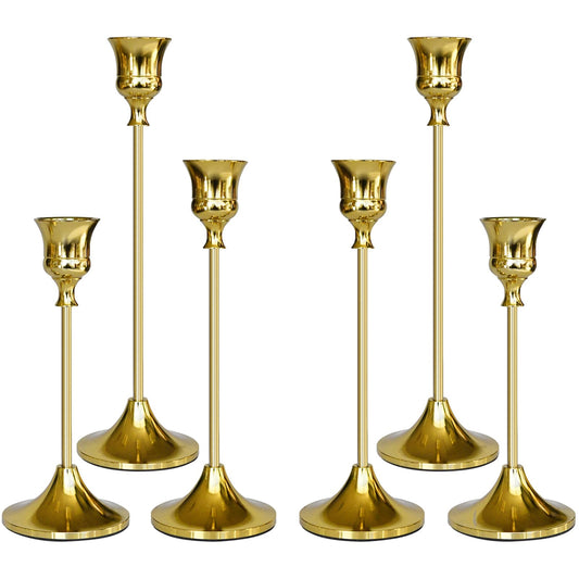 Showin Candlestick Holders Gold, 6 Packs Taper Candle Holder for Candlesticks, Candle Sticks Holder Decor for Home Decor