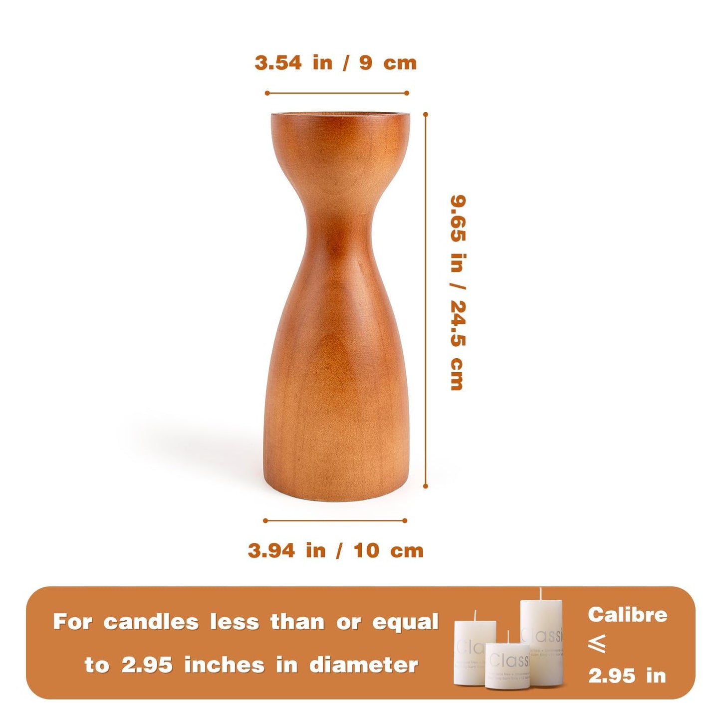Wood Candle Holders for Pillar Candles Wooden Candlestick Holder Unique arc Design Home Decer with Solid Wood High-End Retro Farmhouse Style (Srown Smooth)