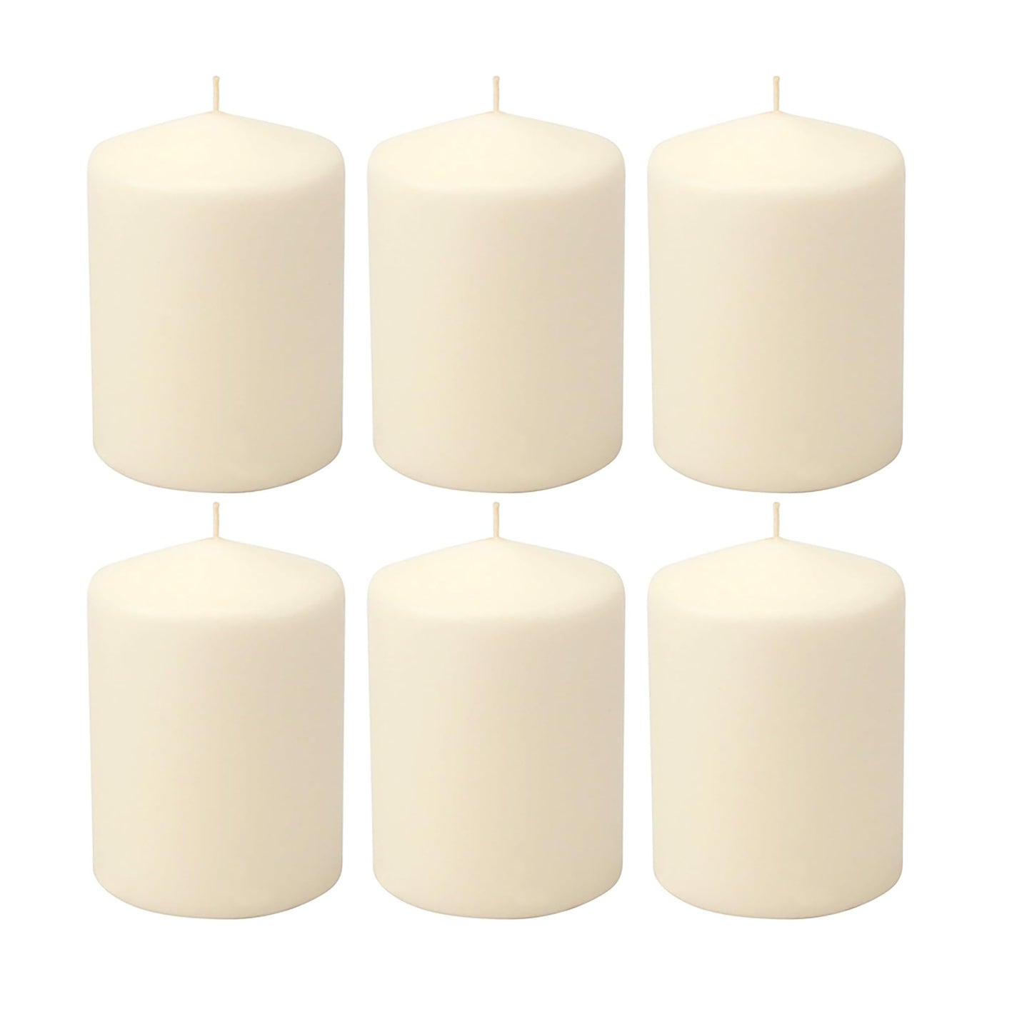 Stonebriar Unscented Pillar Candles – 35 Hour Burn Time, Long-Lasting Wax Candles for Weddings, Holidays, Home Décor & Special Events, Pack of 6, Ivory, 3" x 4"