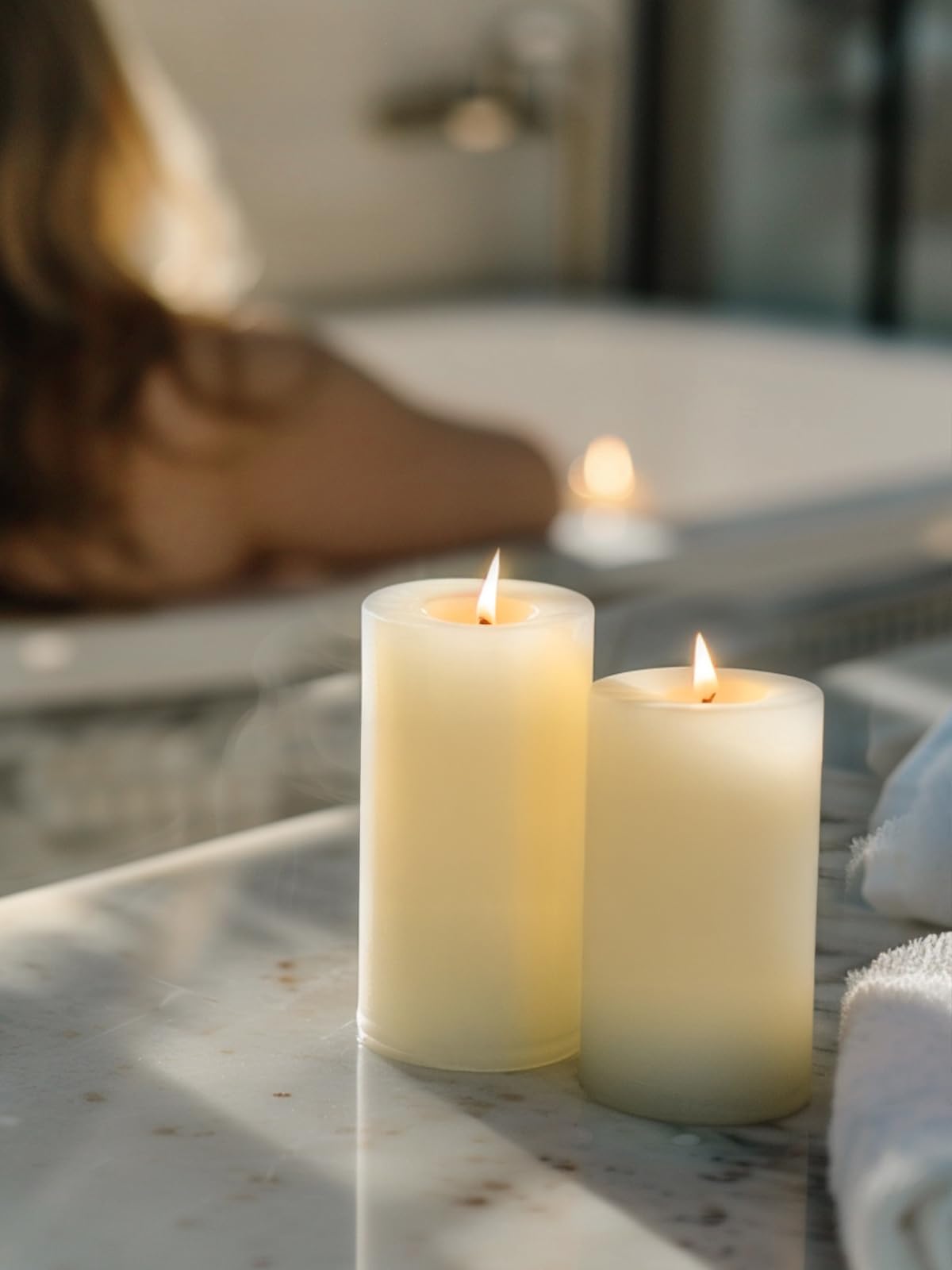 Ashlux 3x6 Inch Ivory Pillar Candles, Set of 6 Wax, 70 Hours Long Burning, Unscented and Dripless Pillar Candles Bulk for Christmas Lights, Wedding, Parties, Spas, Home Decorative
