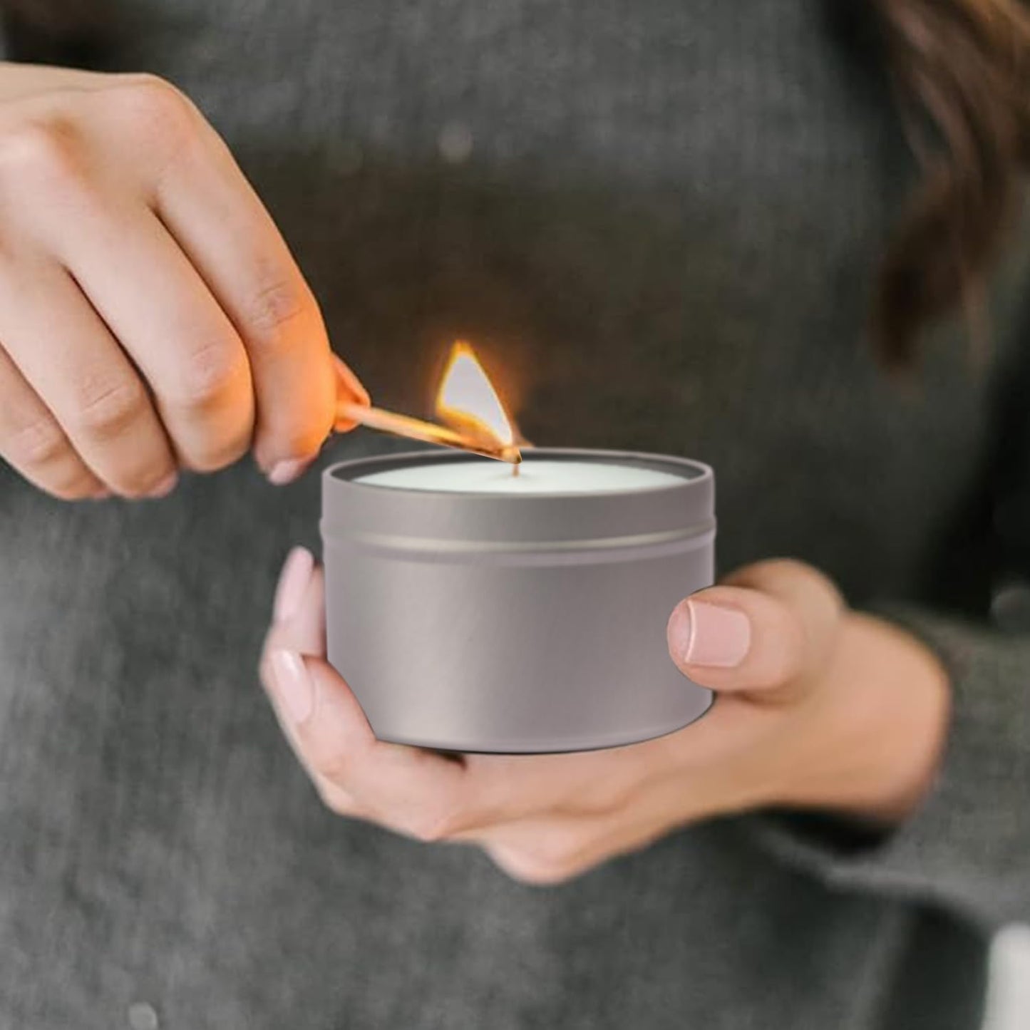 GENHAKON 36 Packs 8 oz Silvery Candle Tins, Bulk Candle Making Tins, Candle Making Jars for Making Candles