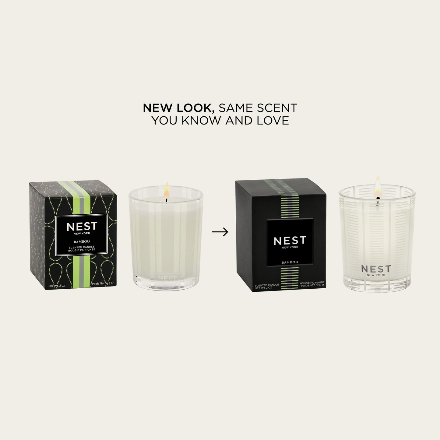 NEST New York Scented Votive Candle, Bamboo - 2 oz - Up to 28-Hour Burn Time - Reusable Glass Vessel