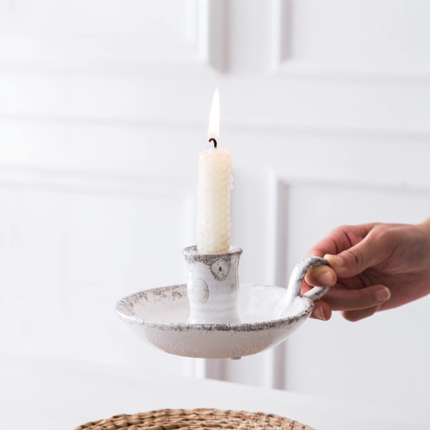 Kendiis Candle Holder Ceramic Candlestick Holder, Candlelight Stand for Spell Candles, Taper Candles, and Incense, Halloween Christmas Dining Room Home Decoration Display