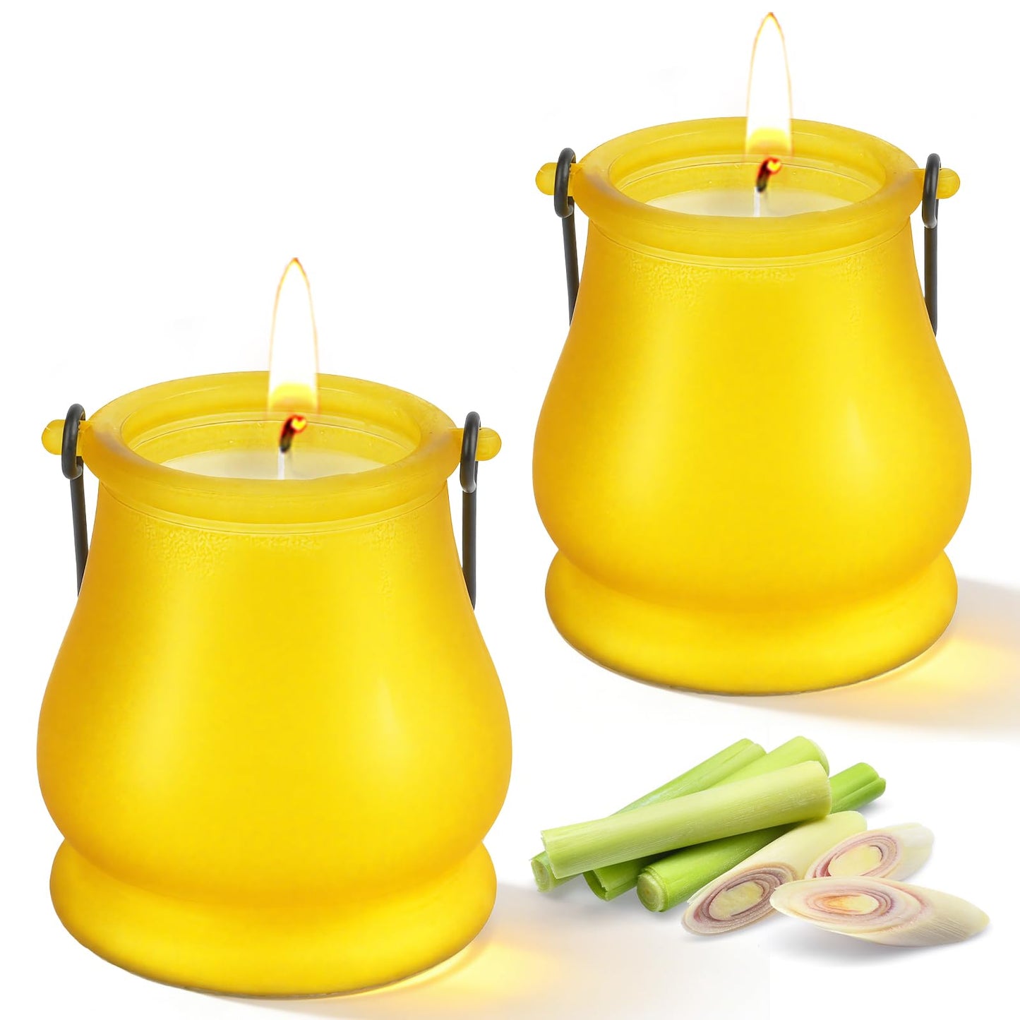Citronella Candles Outdoor, 2 Pack 20oz Soy Wax Large Citronella Candles, 120 Hours Long Lasting Lemongrass Jar Candles Lantern for Patio Garden Camping Balcony Backyard Home, Summer Gift