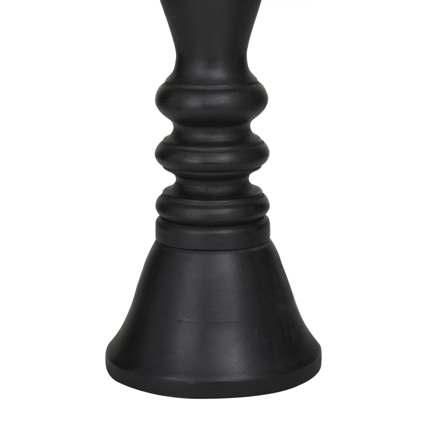 Deco 79 Wood Decorative Candle Holder Turned Style Pillar Candle Stand, Set of 3 Candlestick Holder 18, 15, 12'H, Black