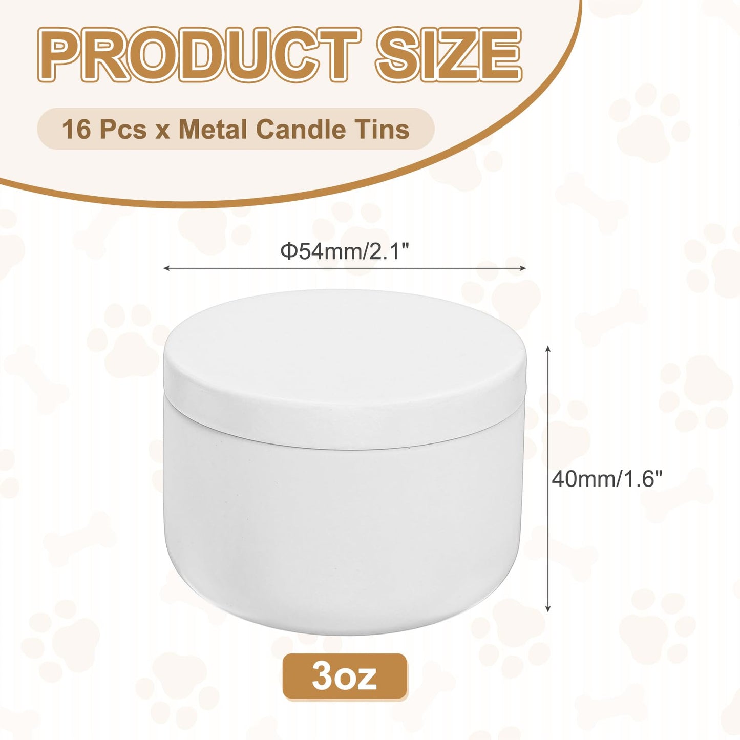 MECCANIXITY 3oz Candle Tins, 16pcs Metal Candle Tins Jars with Lids Round Empty Tin Can Containers Bulk for Storage Tea and Making DIY Arts Crafts Christmas Gifts, White