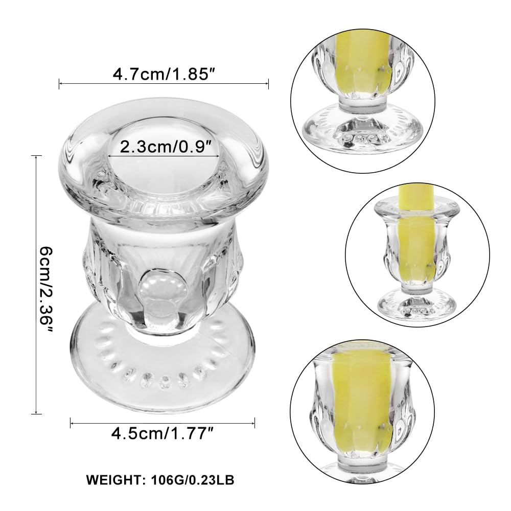 BTGLLAS Glass Taper Candle Holder Set of 36 - Clear Crystal Candlestick Holders for Tapered Candles, Elegant Candle Stick Holder Set for Wedding Party Christmas Thanksgiving Festival (36, Transparent)