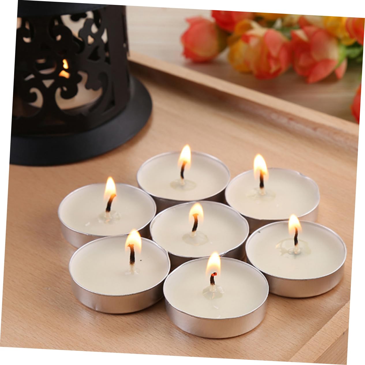 Zerodeko 100pcs Round Tealight Candles Unscented Multi Function Wedding Candles for Home and Long Burning for Romantic Atmosphere for Special Occasions