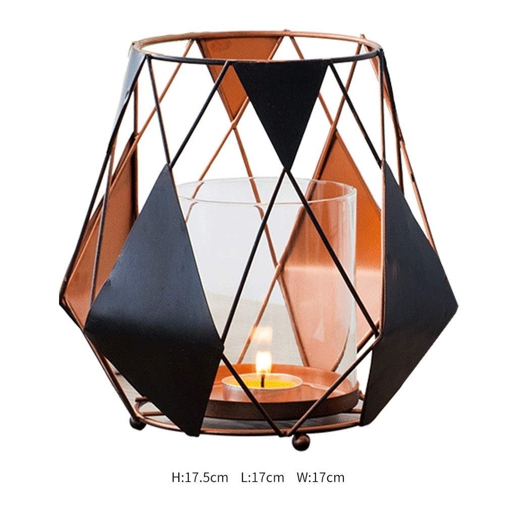 XILIN-1987 Candle Holderss Wrought Iron Glass Candlestick Creative Romantic Home Decoration Candle Holder Decorative Candlestick (Size : B02)