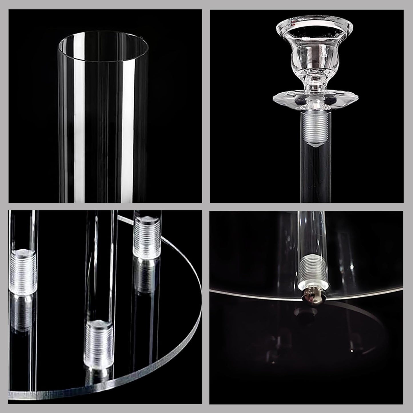 2Pcs Acrylic Candelabra Centerpieces for Wedding,Clear Crystal 5 Arm Candlesticks Holder with Acrylic Shade for Valentine's day Dinner Party Fireplace Gift Fit 0.87 LED Candle