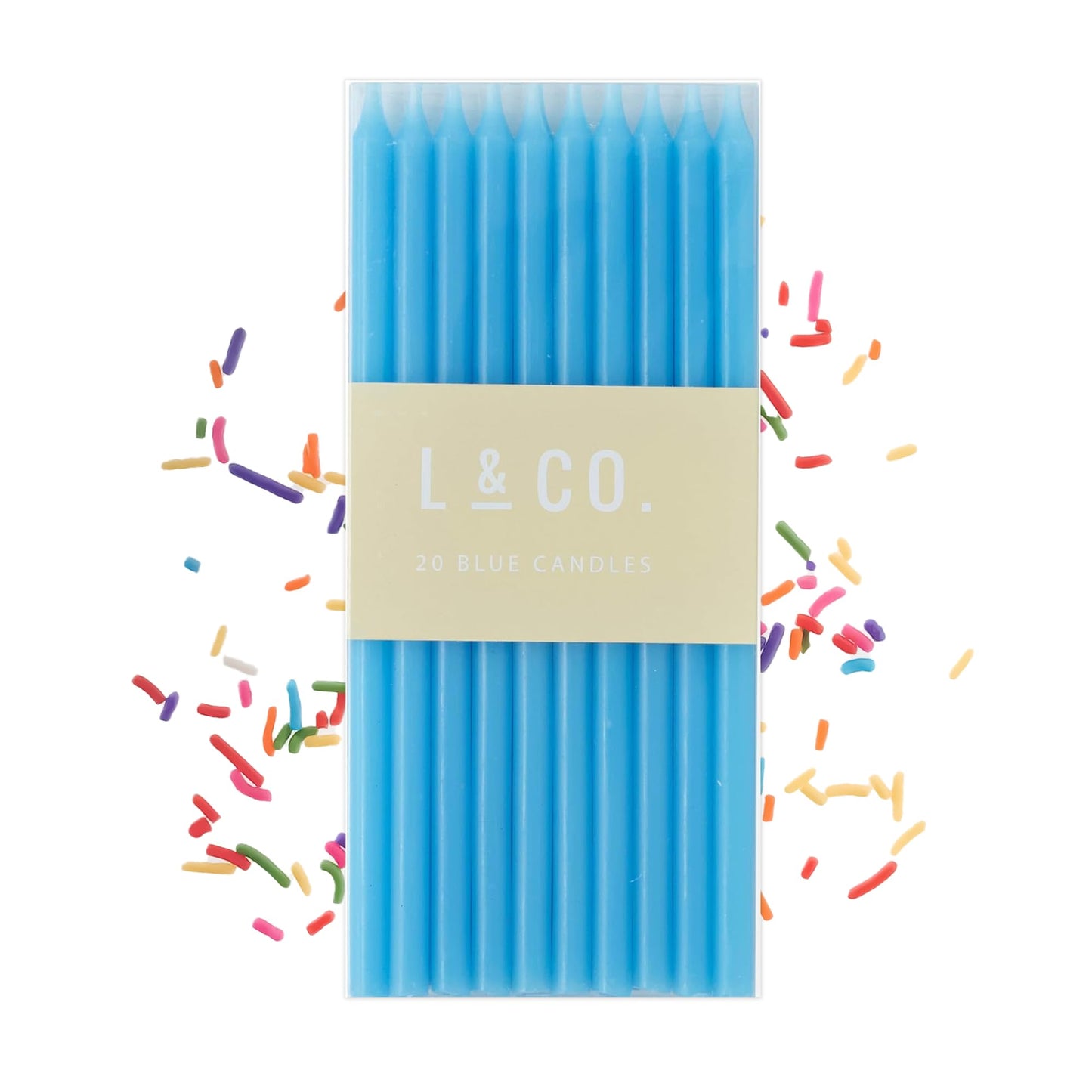 Sisterly Market 20 Count Tall Skinny Blue Solid Birthday Cake Candles for Birthday Wedding Party Cakes Decorations