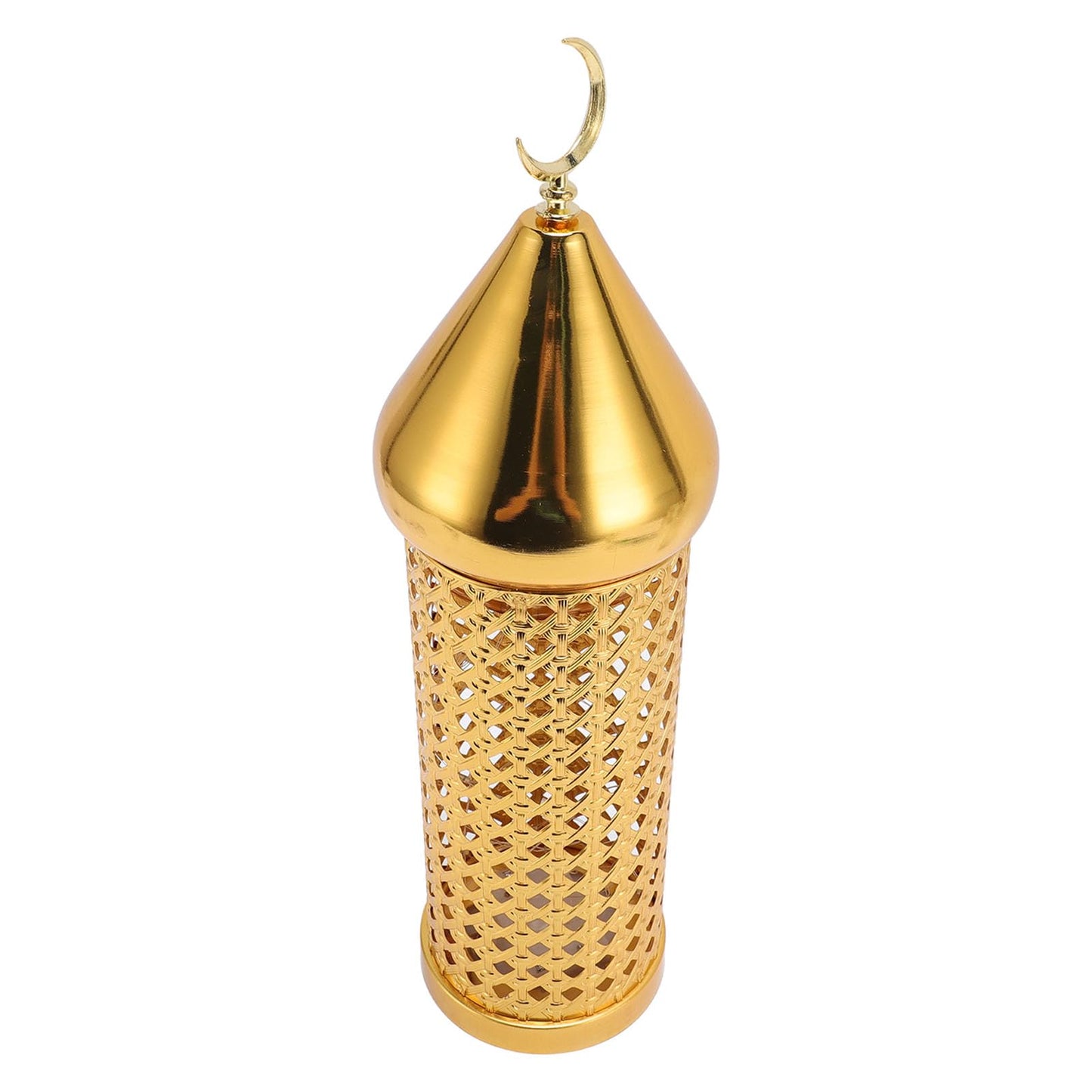 Omquot Retro Handmade Golden Metal Wind Lamp Lantern for Wedding Party Decorations, Aromatic Candle Holder for Romantic Ambience, Iron Material (Large)