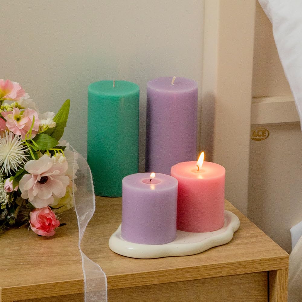COCODOR Scented Pillar Candles, 3x6 Inch, French Lavender, Candle Set of 3, Long Buring 85 Hours, Candles for Weddings, Party, Dinner, Home Decor.