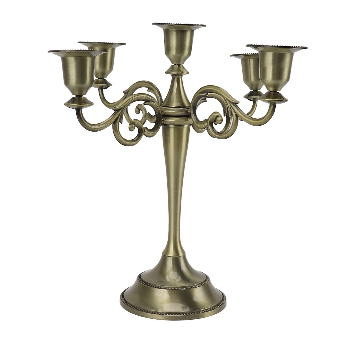 Pilipane 5 Arm Candlestick Holder Iron Retro Decorative Candle Holder Centerpiece for Home Church (Bronze)