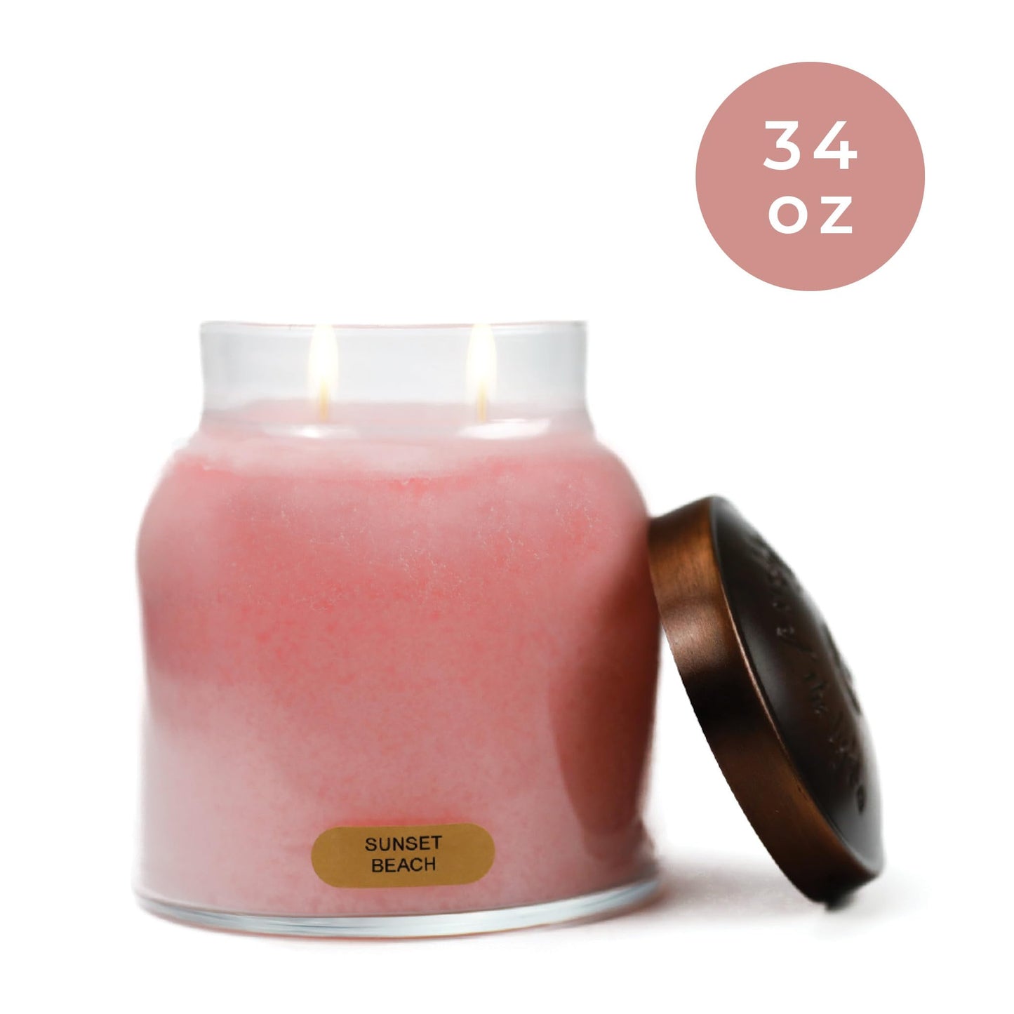 A Cheerful Giver - Sunset Beach - 34oz Papa Scented Candle Jar with Lid - Keepers of The Light - 155 Hours of Burn Time, Gift for Women, Pink Candle, Big Candles for Home Decoration