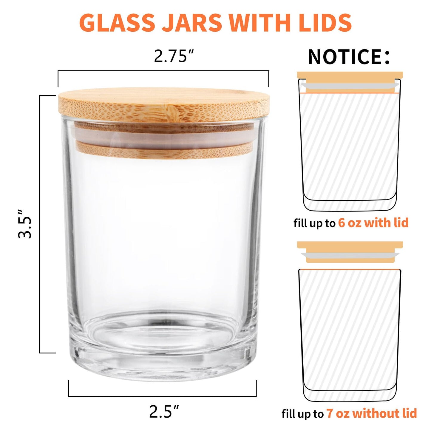 SUPMIND 15 Pack Glass Candle Jars, 7oz Clear Candle Containers with Bamboo Lids, Empty Candle Jars for Making Candles - Dishwasher Safe, 7 fl.oz