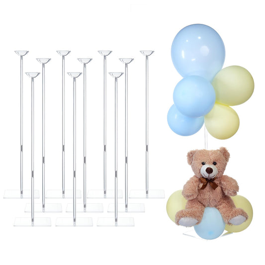 TEKXYZ Clear Acrylic Balloon Stands for Table, Adjustable Height 15.75 Inch, 23.6 Inch, 31.5 Inch Reusable Balloon centerpieces for Tables, for Wedding, Birthdays Table& Floor Decor (Set of 10)