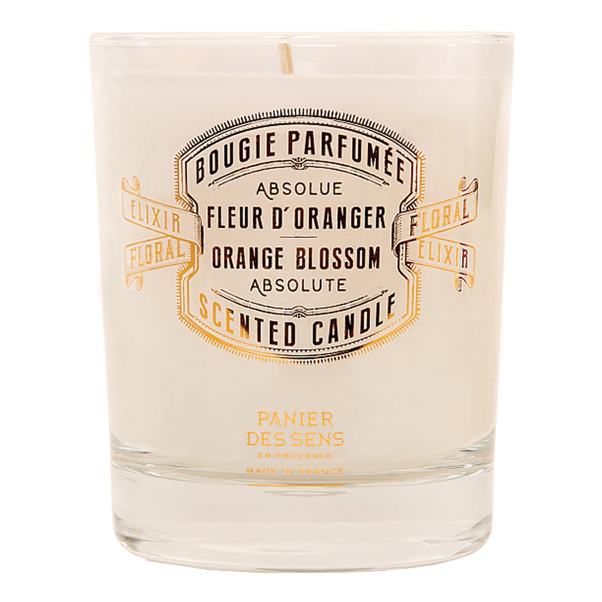 Panier des Sens Orange Blossom Candle - Hand-Poured in Provence, France - Long Lasting Scented Candles - up to 55 Hours Burn Time - Orange Scented Candle - 100% Natural Cotton Wick - 6.3 oz