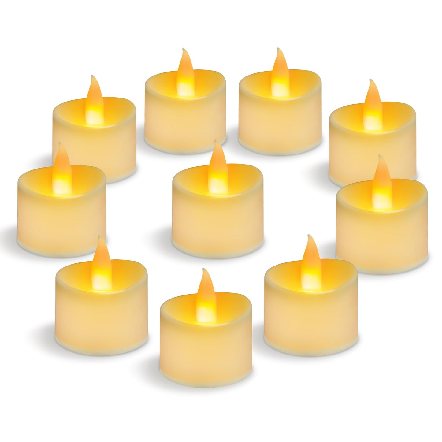 Haown Realistic Flameless LED Tea Lights - Battery-Powered Dancing Flame Candles for Weddings, Halloween, Votives | Safe Child-Resistant, Flickering Ambiance Decor (Ivory Base, 100 Pack)