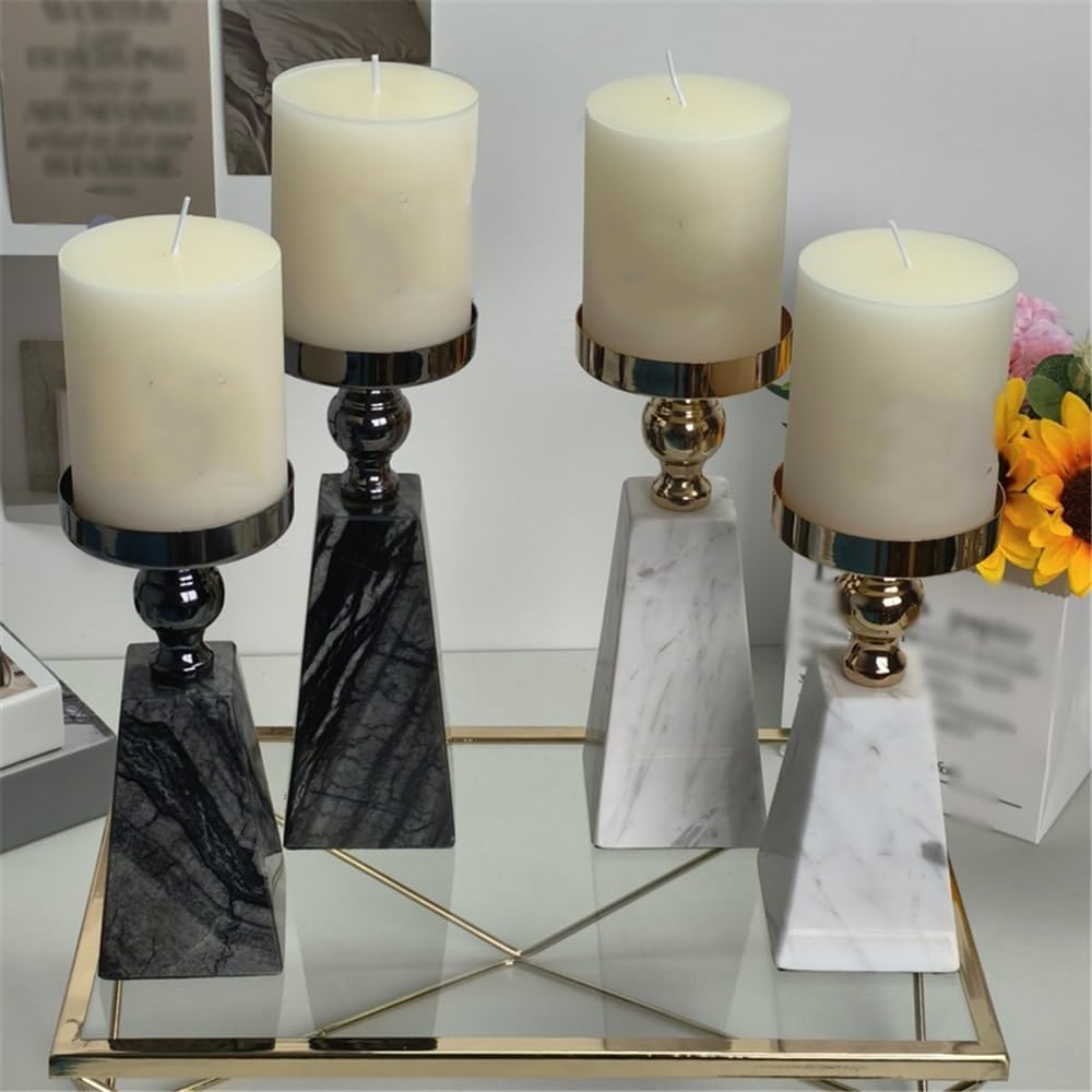 YUHUAWF Candle Holderss Marble Hardware Candle Holder Light Luxury High-end Aromatherapy Candle Holder Decorative Ornaments Decorative Candlestick(Black,Small)