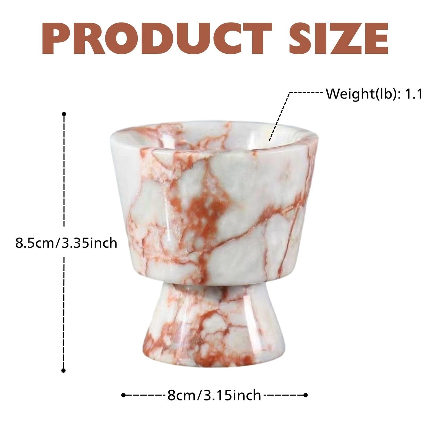 Marble Candle Holder 3’’ Red-White Scented Container Reusable for Home Decor, Meditation, Party or Dining Table Centerpiece