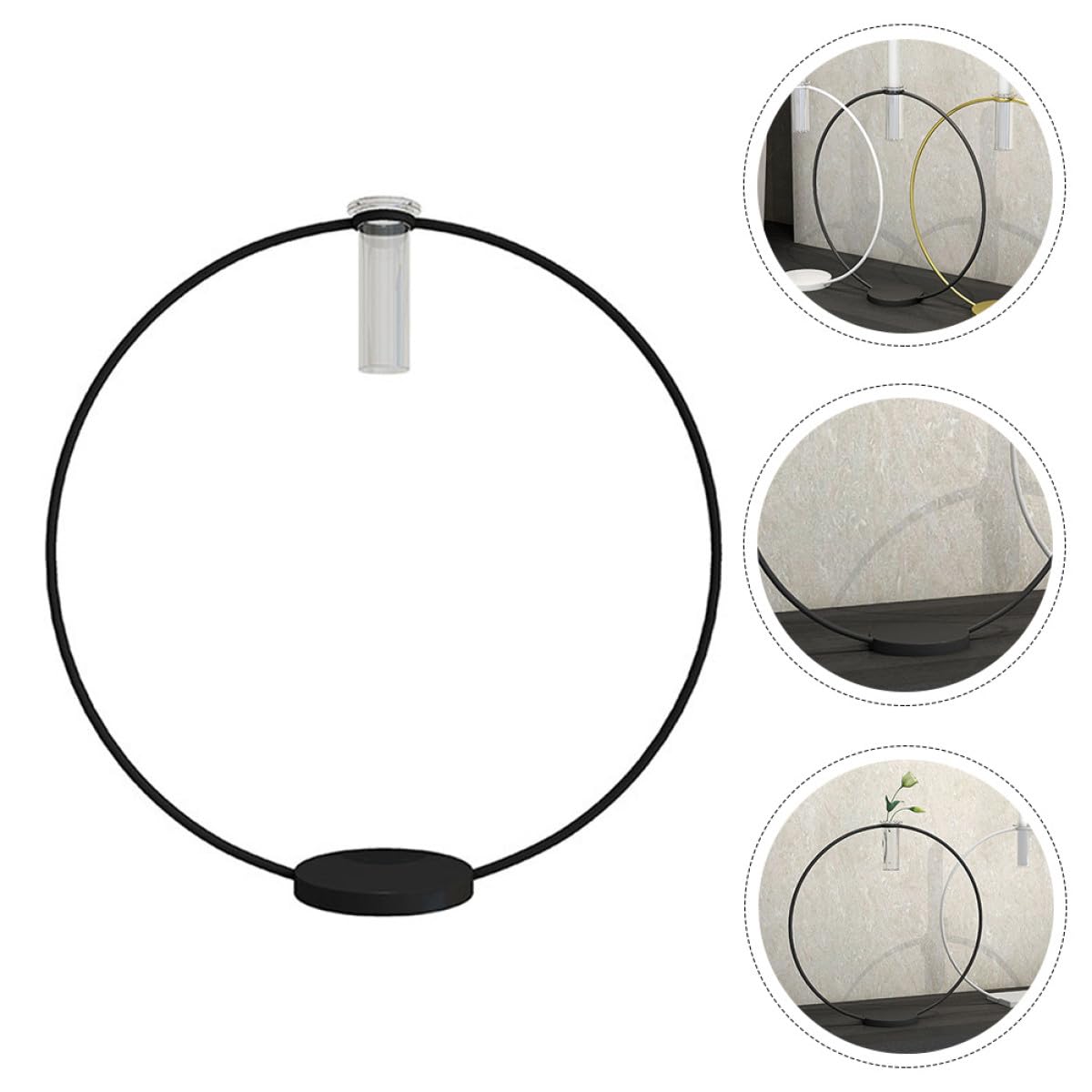 HYTROVE Decorative Metal Candleholder Black Round Base 9x28x29cm Lightweight Candlestick Ornament for Home Décor and Table Centerpiece