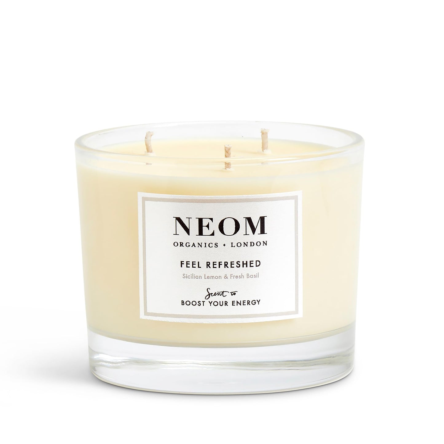 NEOM- Feel Refreshed Scented Candle, 3 Wick | Lemon & Basil | Essential Oil Aromatherapy Candle | Scent to Boost Your Energy