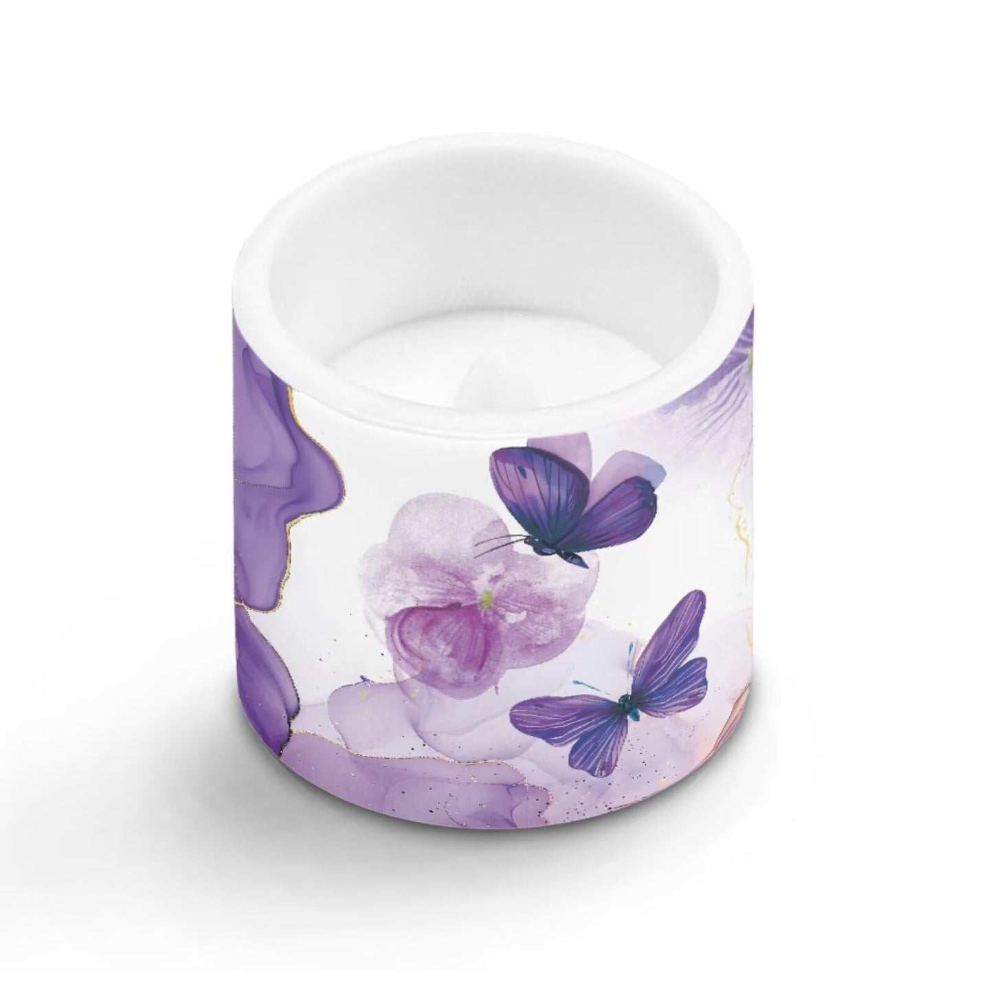Cozeyat Purple Marble LED Candles Set of 4 Battery Powered Flameless with Remote Timer Dancing Flame Waterproof for Home Beach Garden Decoration
