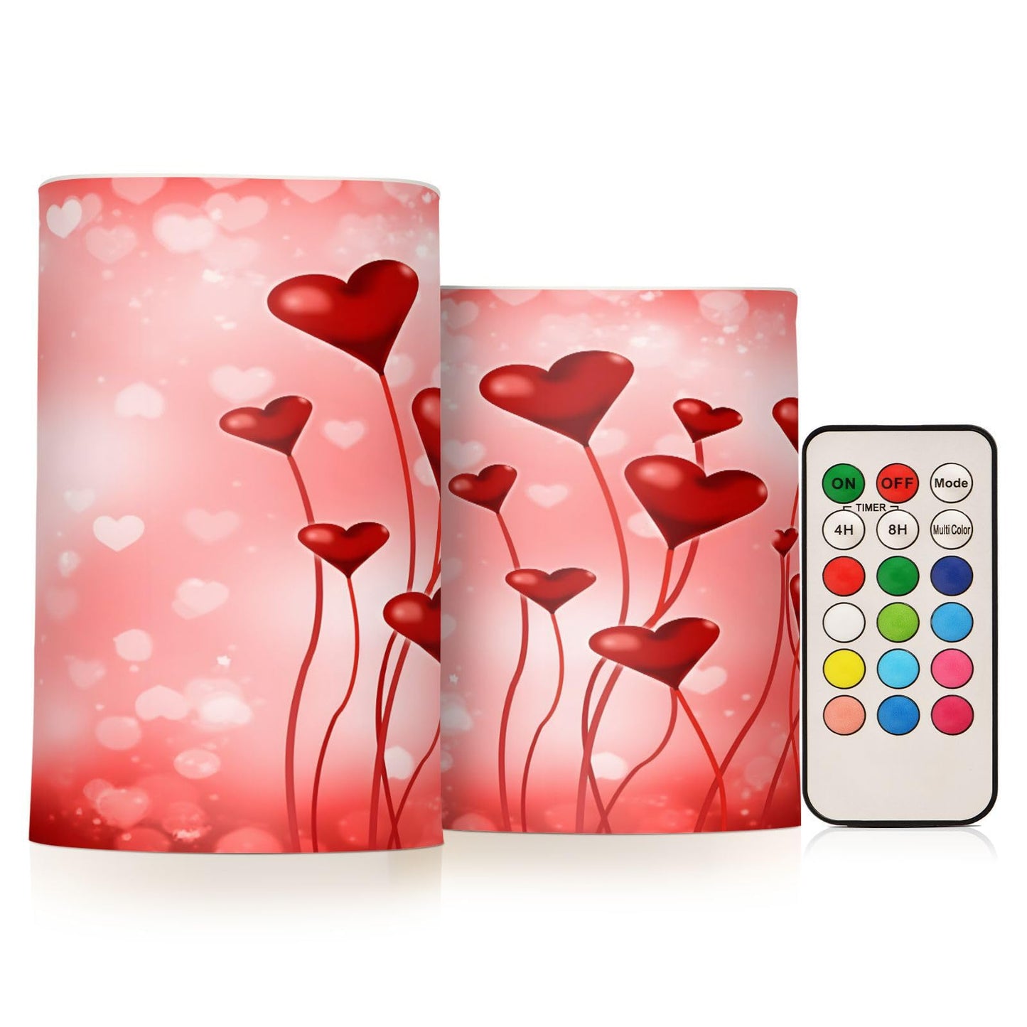 ALAZA Valentine's Day Red Hearts Pink Flickering Flameless Candles Battery Operated with Remote Timer,Tea Light Candles LED Pillar Votive Candles Set of 2 for Outdoor Indoor Decorations03