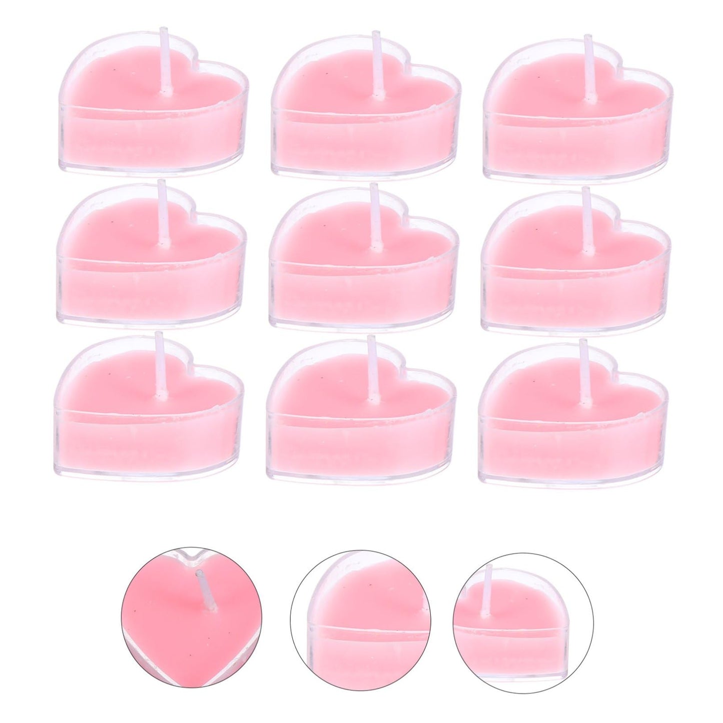 FOMIYES 9Pcs Smokeless Tea Wax Heart Shaped Scented Candles with Paraffin Wax Romantic Proposal Decoration for Home Wedding Birthday Soft for Eye Protection