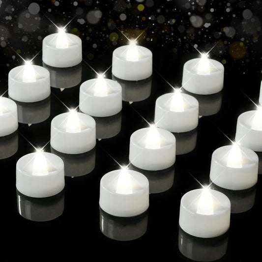 BEICHI 12-Pack Timer Tea Lights Candles Battery Operated, LED Tea Light with Timer, Built-in 6 Hours Flameless Votive Candle, Flickering Votive Tealights- Pure White Light