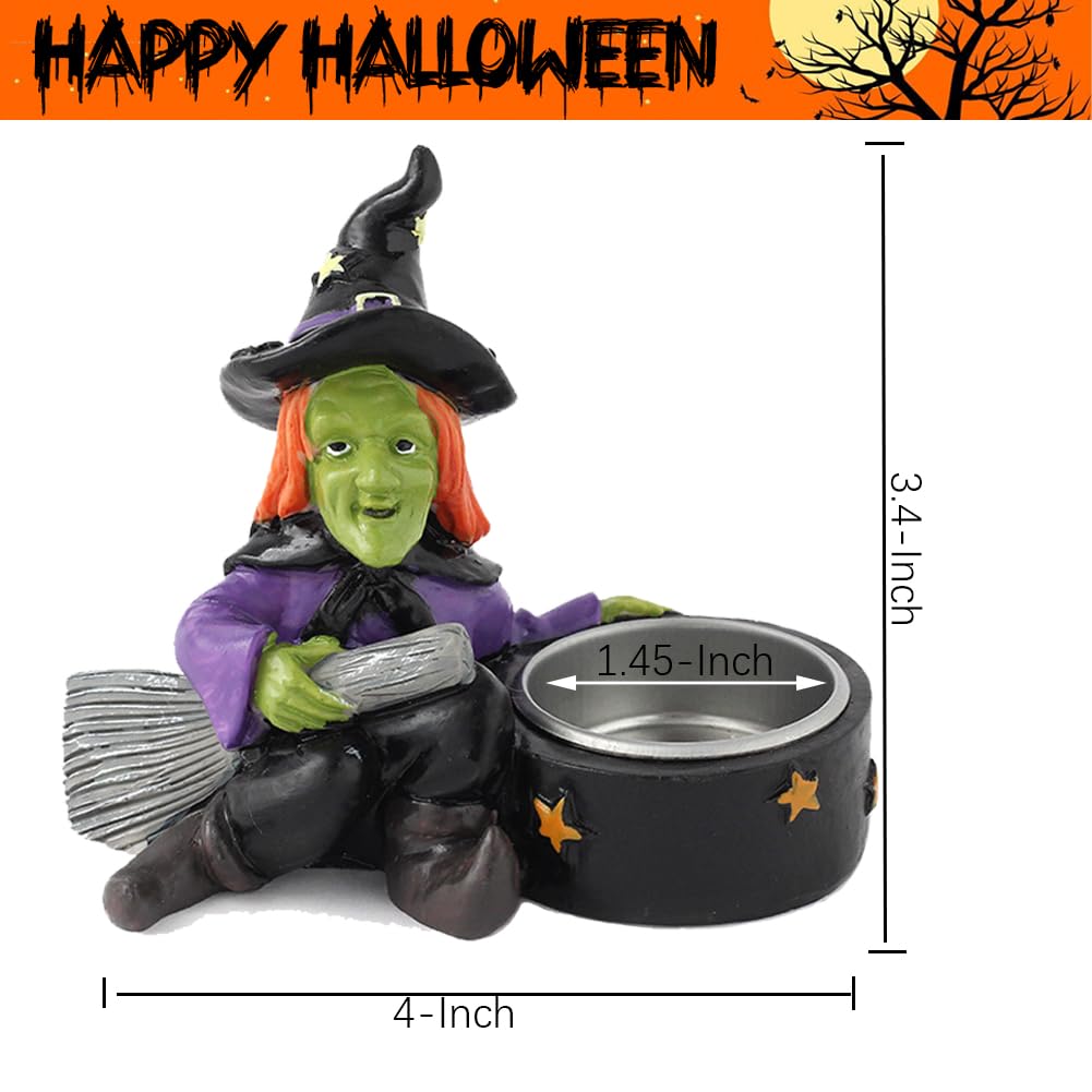 QIAOIDEA Halloween Candle Holder Spooky Witch Tealight Candle Holder Scary Halloween Decorations Horror Skeleton Skull Candle Holder for Bedroom Living Room Mantel Shelf Tabletop Decoration