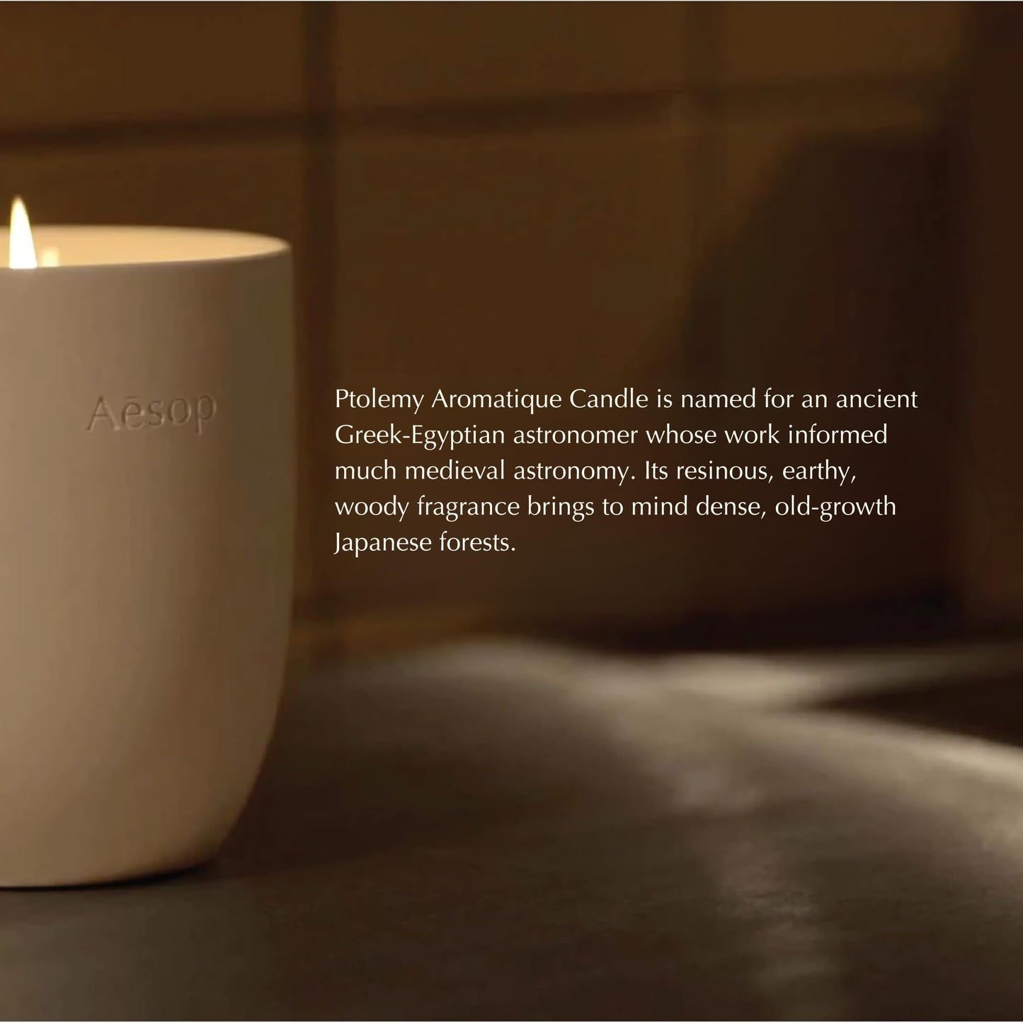 Aesop Ptolemy Aromatique Candle | Resinous, Earthy, Woody Scented | 55-65 Hour Burn Time | Vegan-Friendly | 10.5 oz
