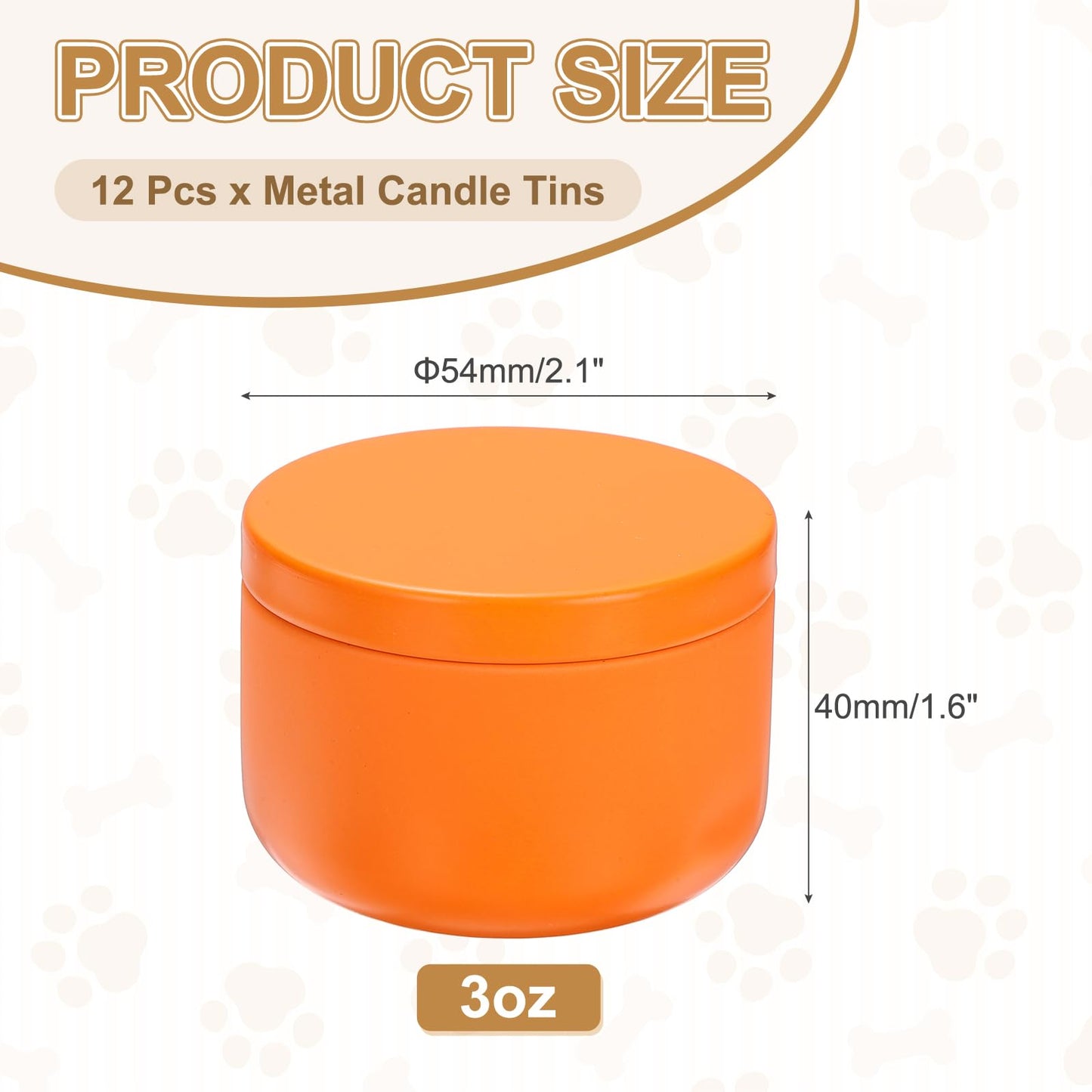 MECCANIXITY 3oz Candle Tins, 12pcs Metal Candle Tins Jars with Lids Round Empty Tin Can Containers Bulk for Storage Tea and Making DIY Arts Crafts Christmas Gifts, Orange