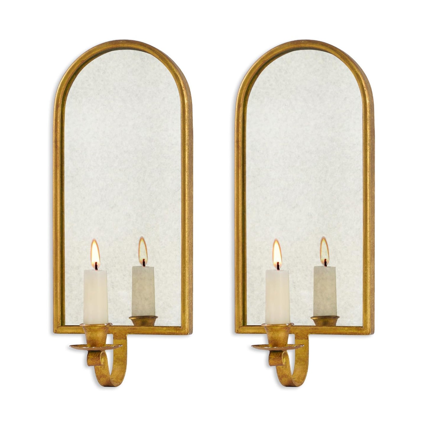 NIKKY HOME Antique Gold Wall Taper Candle Sconces Set of 2