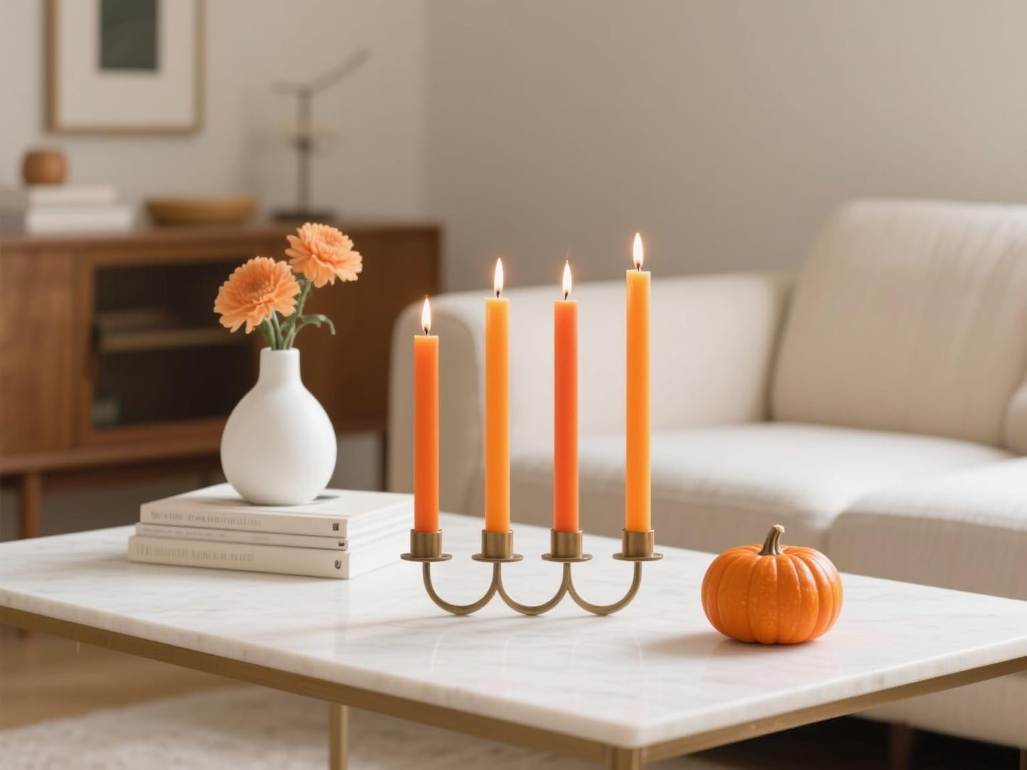 12-Pack Gradient Orange Taper Candles, 10 Inch Unscented Dripless Candlesticks, Long-Lasting Burn Time of 7-8 Hours, Perfect for Fall Harvest Halloween Thanksgiving Dinners Parties and Home Décor