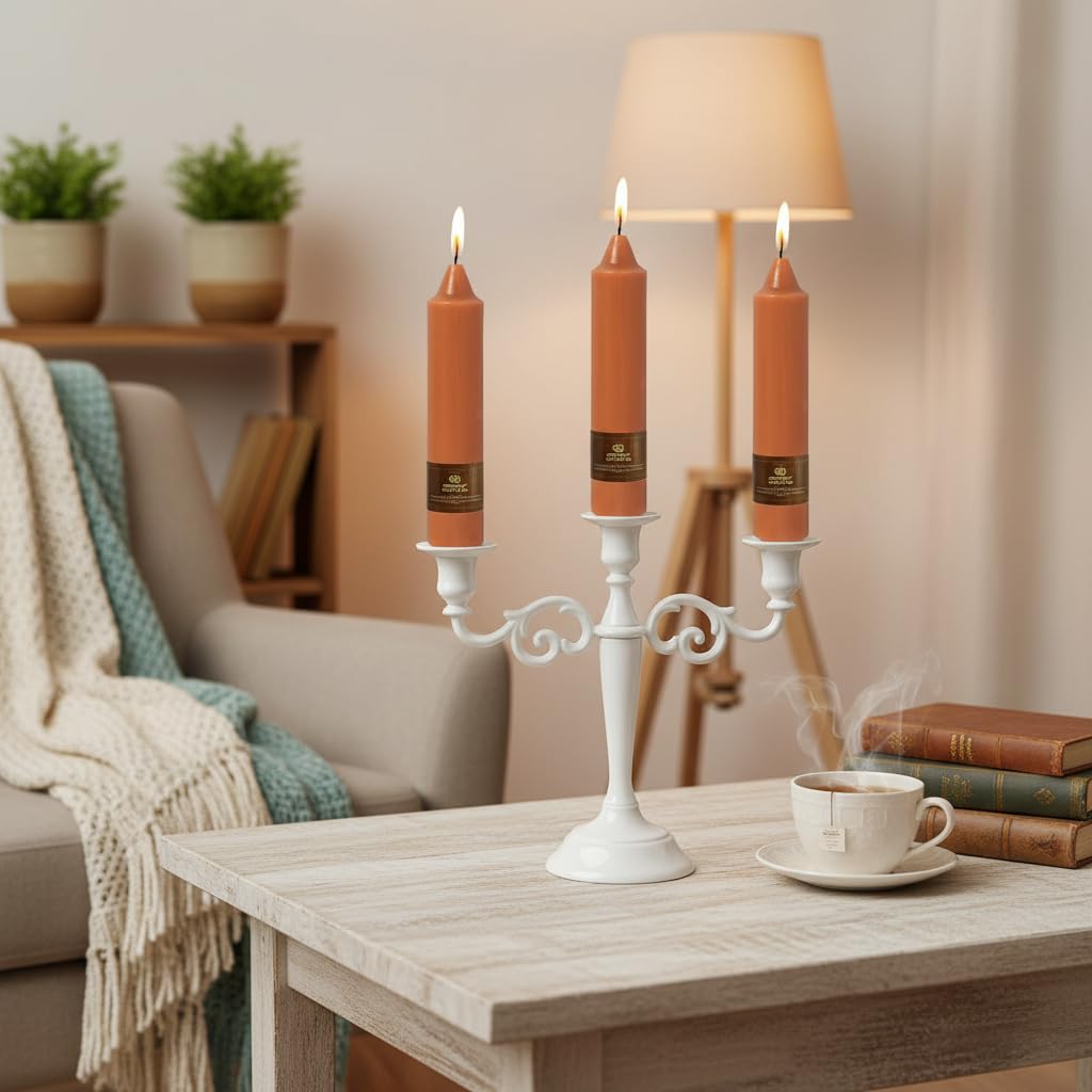 Short Pumpkin Chunky Taper Candles 7 Inch Set of 4 Candlesticks Fat Candles Handmade Clean Burning Unscented Candles for Dinner Country Farmhouse Bedroom Meditation Wedding Home Decor Sanctuary