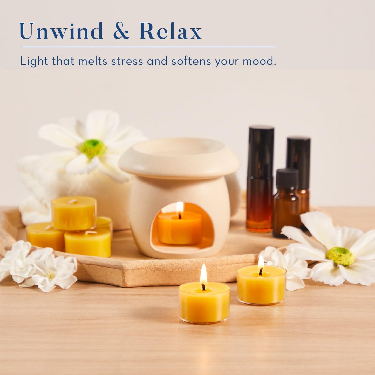Crenovo 36 Pack Beeswax Tea Lights, 6-Hour Long Burning Tealight Candles, Ideal for Dinners Meditation Home Decor Tea Candles