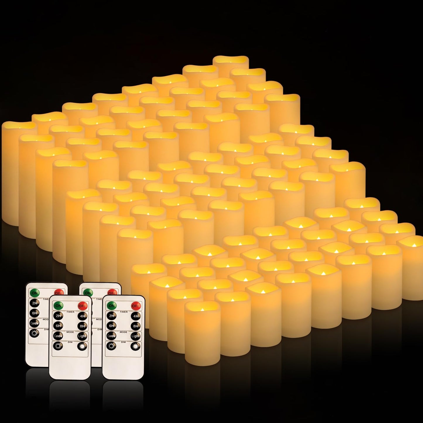 fclayvts 96-Pack LED Flameless Candles with Remote Control - Perfect for Parties, and Special Occasions(Three Sizes)