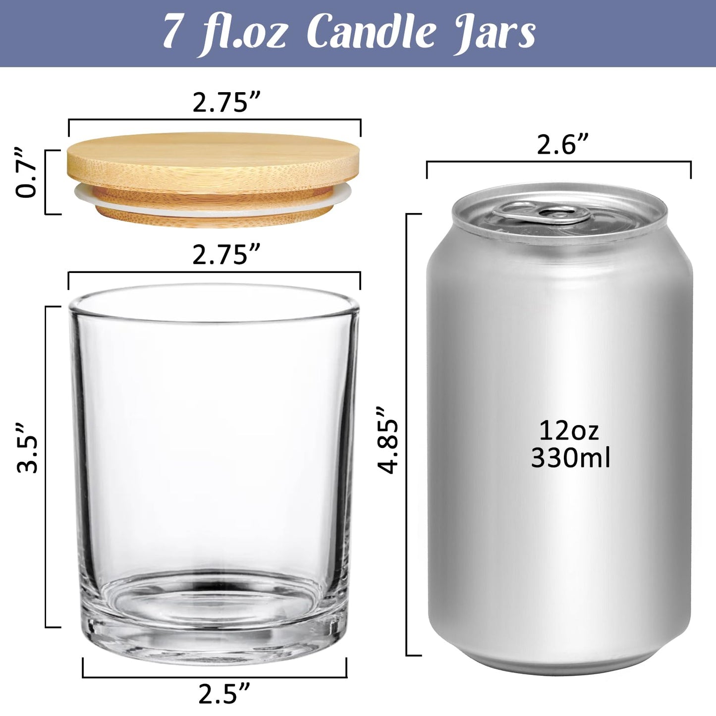 SUPMIND 30 Pack Glass Candle Jars -7oz Clear Empty Candle Jars with Bamboo Airtight Lid, Bulk Candle Containers for Making Candles, 7 Fl.oz
