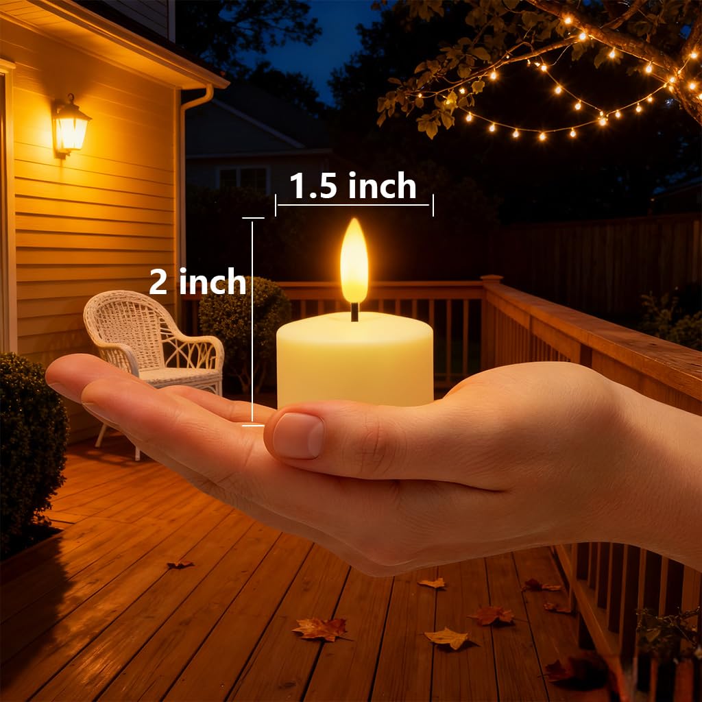 Ntewidbroansa Flameless Rechargeable Tea Lights with Remote Timer - LED Electric Candles Realistic Flickering for Valentines Decor, Wedding Table, Home Decoration 12-Pack (Φ 1-1/2''×H 2'')
