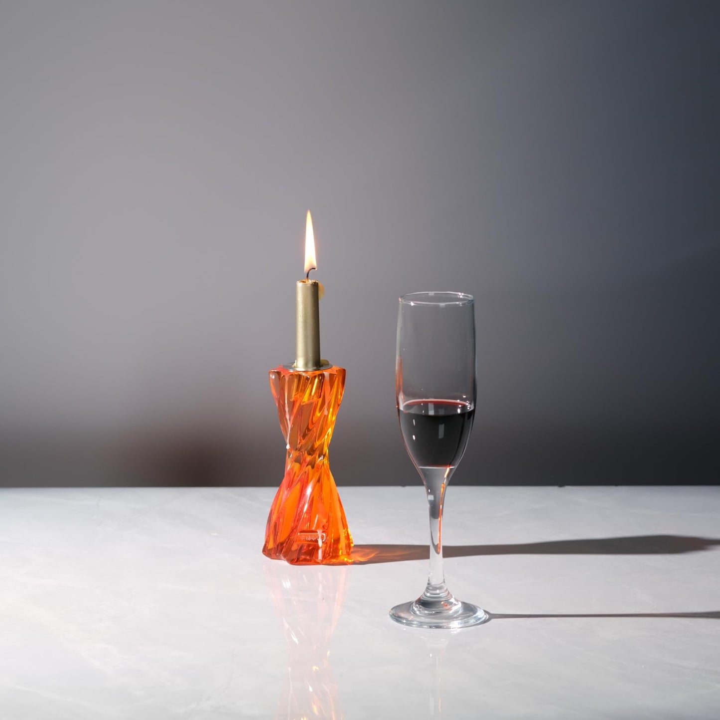 ICNBUYS Twizzle Twist Candle Holder, Decorative Candle Holder for Table Display, Romantic Decoration, Unique Home Décor Aesthetic, Housewarming Gift, Candle Stand Height 5.7 inches Orange - Resin