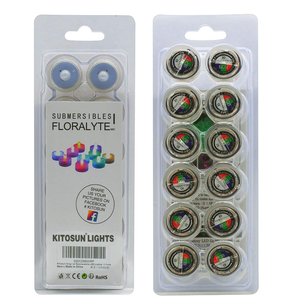 KITOSUN Submersible LED Lights cr2032 Battery Powered Underwater Waterproof LED Tea Light Candles for Events Wedding Centerpieces Vase Floral Xmas Holidays Home Decor Lighting(Pack of 12) (Yellow)