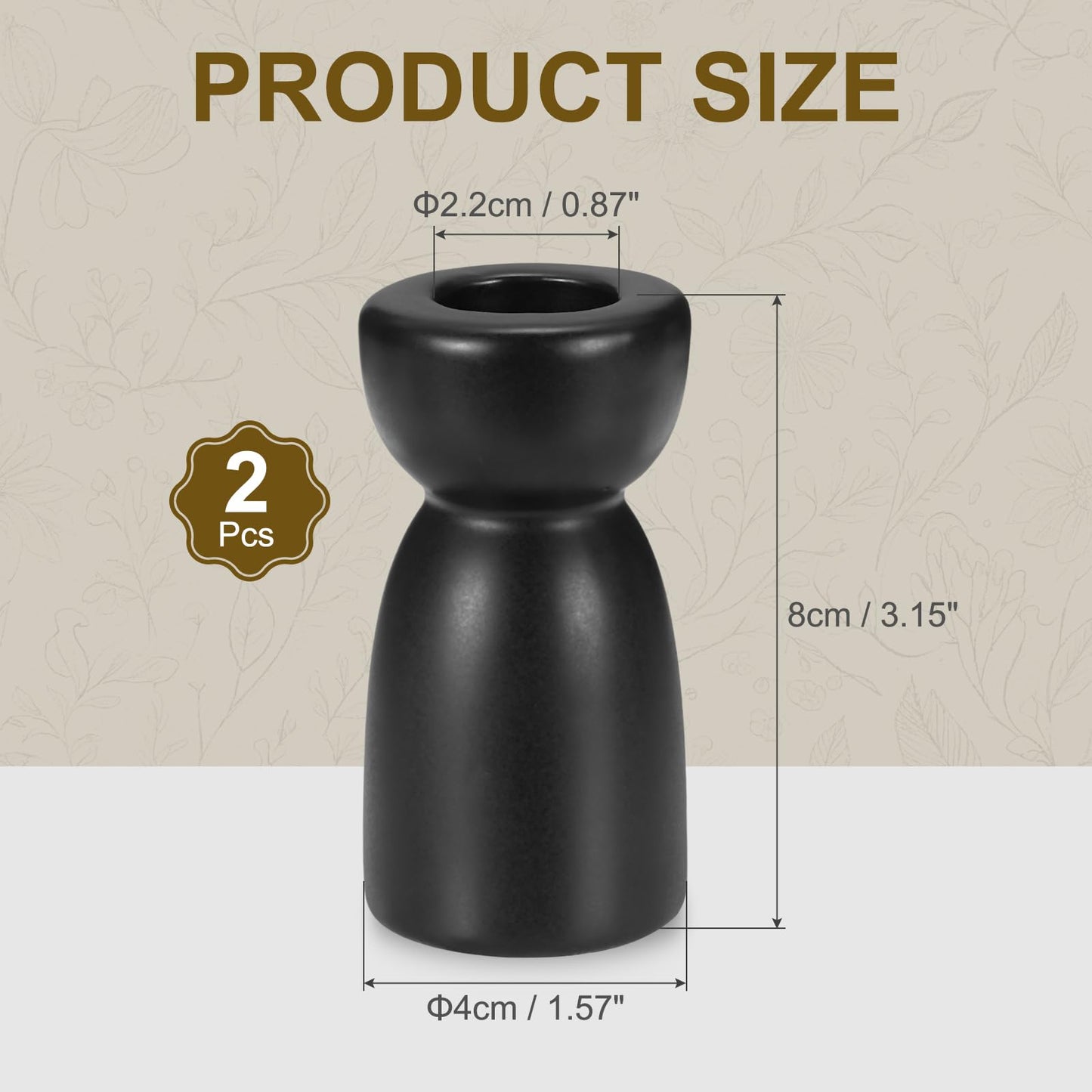 uxcell 2 Pack Candlestick Holder Black Ceramic Taper Candle Holder Candle Stand Holders Modern Style Decoration for Centerpiece Tabletops Anniversary