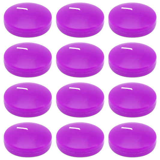 Set of 12 Purple Colored Floating Candles, Large 3 Inch Unscented Pool Water Wax Candles for Vases, Centerpieces at Wedding, Party, Holiday - 10 Hour Burn Time