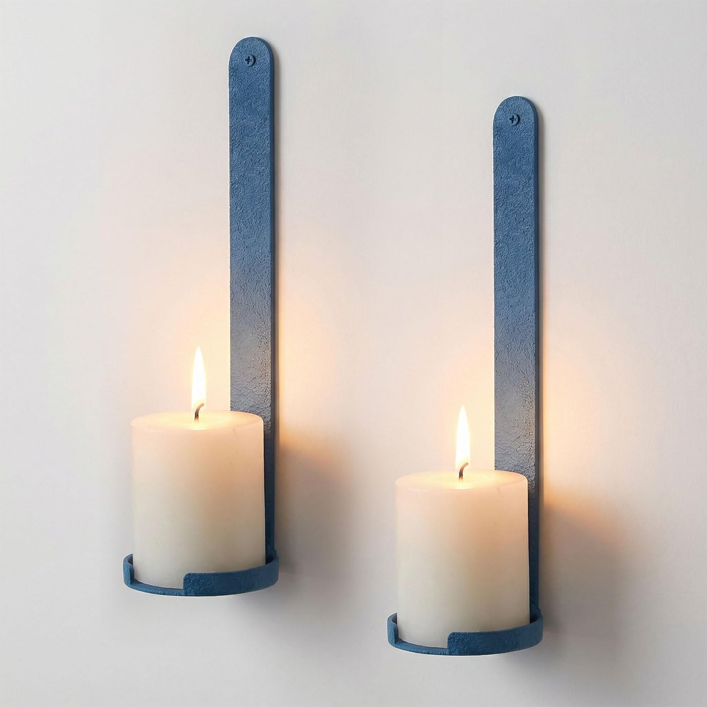 AimtoHome Blue Wall Candle Sconces Set of 2, Cast Iron Wall Mounted Candle Holders, Multi-Purpose Farmhouse & Minimalist Modern Decor for Living Room, Hallway